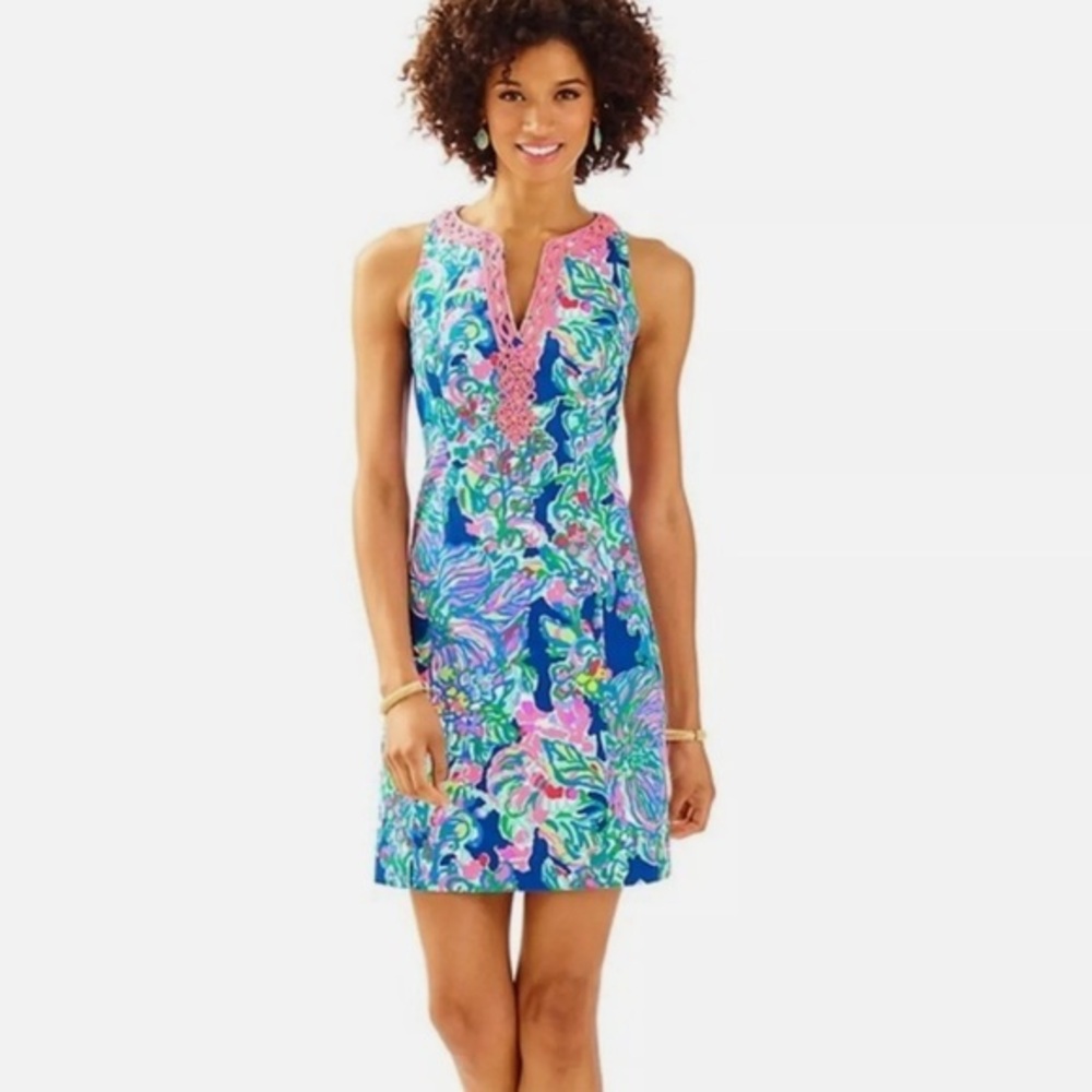 Lilly Pulitzer Blue Pink Green Floral Mini Dress